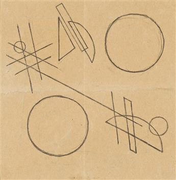 RUDOLF BAUER (1889 - 1953, GERMAN/AMERICAN) Untitled (Double Sided Prison Drawing).